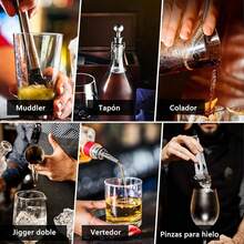 Shaker Cocktail: 13 Piezas Coctelera Kit - Juego de Cocteleria para Bar y Cocina, Cocteleras de Cóctel 700 ml, Kit Bartender, Cocktail Kit Profesional para Mezclar Bebidas, Hogar, Bar, Fiesta - 1 - Ver 2