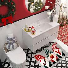 سجادة حمام بنمط شجرة عيد الميلاد، بساط الباب، سجادة حمام عيد الميلاد، سجادة مطبخ، بساط الباب، ديكور منزلي داخلي لعيد الميلاد، هدايا عيد الميلاد، ديكورات منزلية لعيد الميلاد، سجادة مانعة للانزلاق، بساط الباب، سجادة حمام - ماصة للماء بشكل جيد، مانعة للانزلاق، قابلة للغسيل في الغسالة، بساط باب مستطيل من الصوف الاصطناعي، مثالي لديكور الحمام أو غرفة النوم، ديكور وإكسسوارات حمام عيد الميلاد، سجادة مطبخ