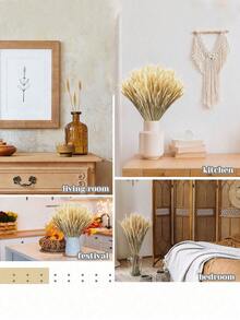 干麦花束、干麦秆、天然干麦秆花束、人造干麦秆装饰、农舍装饰、波西米亚风农舍DIY丰收花环、100%天然小麦、咖啡桌装饰,适用于婚礼、家居、餐桌、约会、乡村派对、秋季装饰 - 黃色 - 查看 9