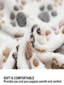 1 Piece Puppy Blankets Super Soft Warm Sleep Mat Paw Print Blanket Fluffy Premium Fleece Pet Blanket Flannel Throw Dog Blankets For Small Dogs Puppy Cat