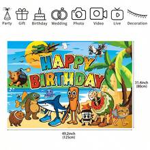 1pc-Italian Brainrot Birthday Party Decorations Set With Happy Birthday Banner, Balloons, Cupcake Toppers, Cartoon Animal Theme (Backdrop Banner)