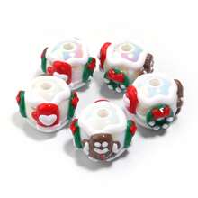 5pcs 15mm Acrylic Hand-Painted Christmas Series Beads, Christmas Snowflake, Christmas Tree, Gingerbread Man, Fashion Cute Beads For DIY Jewelry Making, Party Decoration, Craft, Phone Charm, Keychain, Stationery Decoration