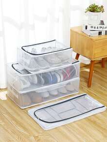 1 Stück PVC transparente Schuhaufbewahrungsbox, dick & faltbar, Schuhorganizer für unter das Bett, verschiedene Größen erhältlich
