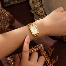 xinyunkou New Luxury Steel Band Women's Watch, Fashion Minimalist Square Quartz Wristwatch For Ladies - Gold - View 2