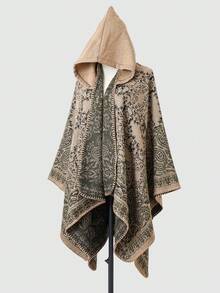 1pc Jacquard Knit Shawl Scarf Poncho Cape Cardigan - Multicolor - View 13