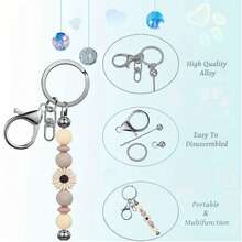 Bộ 16 móc khóa hạt cườm rỗng, phụ kiện tự làm móc khóa hạt cườm bằng hợp kim kẽm, thích hợp để làm mặt dây chuyền, móc khóa tự làm và quà tặng trang sức. - Bộ móc khóa (dây chuyền) - Xem 6