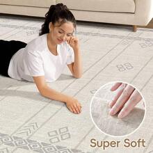 Alfombra Grande para Sala de Estar 5x7: Alfombras Boho Marroquíes Lavables a Máquina para Dormitorio Debajo de la Mesa de Comedor - Alfombra Interior Moderna Antideslizante para Oficina en Casa - Marrón/Crema - Gris Beige - Ver 9
