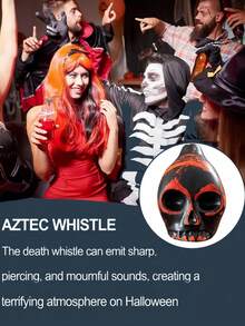 1pc Terrifying Death Whistle, Includes Gift Box & Instructions, Loud Human Scream War Whistle, High Decibel, Authentic Whistle, Skull Shaped, Creepy Halloween Gift, Outdoor Survival Whistle (Black)