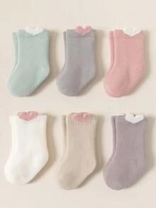 12 Pairs Baby Girls' High Quality Combed Cotton Heart Shaped Soft & Warm Socks - Multicolor - View 3