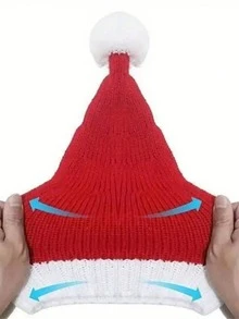 1pc Christmas Holiday Costume Hat, Christmas Santa Claus Costume Hat, Holiday Celebration Pom Pom Knit Beanie, Christmas Hat, Red Santa Hat, Autumn/Winter Warm Hat, Knit Brimless Portable Hat, Versatile Cap