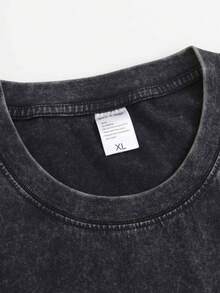 Men's Washed And Worn Michae Jackson Portrait T-Shirt, King Of Pop Print, High Street Loose And Worn Short Sleeved Shirt004 - Đen 2 - Xem 5