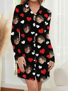 Camisola de Manga Longa Personalizada para Mulheres Printstory, Pode Imprimir Qualquer Padrão, Presente Personalizado, Adequado para Família, Amigos e Reuniões de Feriados - Preto - Visão 3