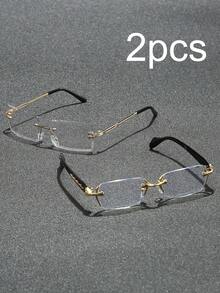 2 Cặp Kính Trong Suốt Kim Loại Sang Trọng Dành Cho Nam, Thích Hợp Đeo Hàng Ngày, Học Tập, Đọc Sách, Xem TV, Chơi Game Trên Máy Tính - Trong sáng - Xem 7