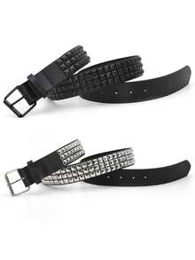 方扣金属铆钉腰带，适合搭配裤子 - 彩色 - 查看 1