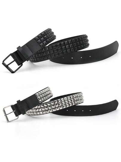 Ремінь із металевими заклепками та квадратною пряжкою, підходить для поєднання зі штанами