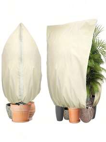 带拉绳拉链的冬季植物罩 - 防风、透气防霜冻保护，适用于树木和灌木，延长季节并防霜冻，防晒、防鸟和防虫 - 易于拉绳设计 - 彩色 - 查看 5
