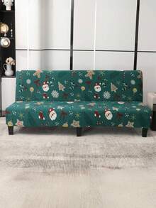 Christmas Party Decoration Christmas Sofa Bed Set With Santa Claus, Snowflake And Gingerbread Patterns Polyester Fiber Sofa Bed Set Home Decoration