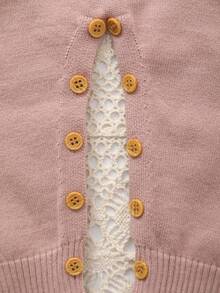 Infant Girls' Knitted Long Sleeve Deer Pattern Romper - Dusty Pink - View 6