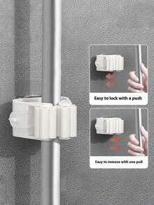 4 piezas Soporte para fregona sin taladro, gancho autoadhesivo para escoba, gancho adhesivo multifunción para baño, clip para escoba - Multicolor - Ver 3