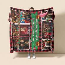 1 pătură personalizabilă din pânză cu brad de Crăciun, imprimare digitală cu nume personalizat, căldură pentru patru anotimpuri, poliester rezistent la rupere, țesut manual, stil la modă, potrivit pentru canapea, pat, călătorii, camping, cadou unic pentru adulți