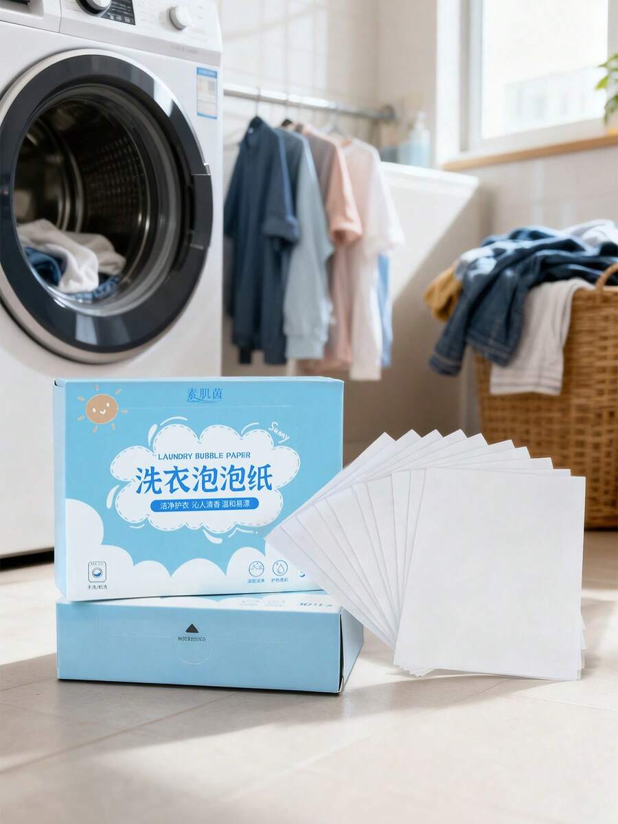 30/60/90 Piezas Hojas de lavandería de 11*14Cm, Pastillas de lavandería para lavadora con aroma duradero, potente eliminación de manchas para ropa, ideal para el hogar, dormitorios y viajes, adecuado para limpiar sábanas, cortinas, ropa y otras telas, artículos del hogar