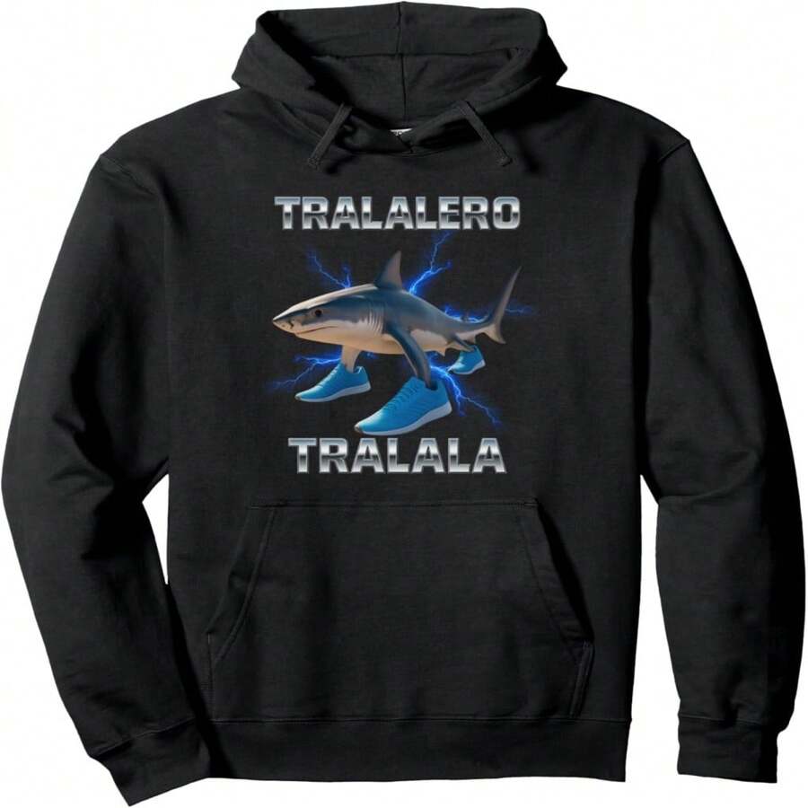 Tralalero Tralala Bootleg Brainrot Italian Brainrot Meme Pullover Hoodie - Black 20 - View 1