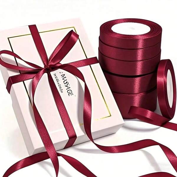1 Roll Polyester Satin Ribbon For Gift Box Candy Box Cake Box Flower Decoration (Machine Dyed, Slightly Chromatic Aberration)