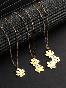 1pc Can Be Customized Engraved Multiple Cat Paw Name Necklace, Stainless Steel Jewelry, Custom Necklace, Women's Necklace, Name Necklace, Gold Necklace And Silver Necklace, Customizable Things, Personal Decorations, Cat Nameplate Necklace, Commemorative Items For Pet Lovers, Suitable For Halloween, Christmas, Birthday Gifts, Anniversary Gifts For Yourself And Family, Friends Or Pet Lovers Personalized Gifts