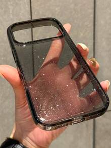 1 carcasă de telefon transparentă cu paiete fine și sclipici, compatibilă cu 17 Air 16 15 14 13 12 11 Pro Max Plus, moale, TPU, pentru spate