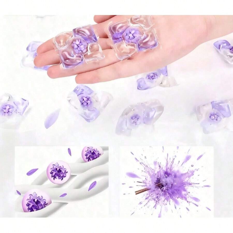 5-In-1 Lavender Laundry Detergent Pods, Concentrated Laundry Balls, Long-Lasting Fragrance, Heavy-Duty Stain Removal, Antibacterial & Deodorizing, Fabric Softener, Scented Pearls, Laundry Liquid, Water-Soluble Capsules, Suitable For All Washing Machines