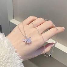 Love Planet Pendant Necklace - Stainless Steel Collarbone Chain For Women, Minimalist Celestial Jewelry Gift For Girlfriend, Best Friend, Valentine's Day, Anniversary, Birthday, 18K Gold Plated - 粉色 - 查看 4