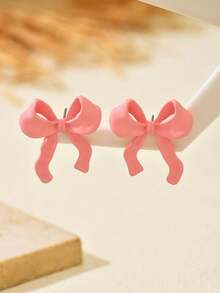 1 Pair Classic Elegant Bow Stud Earrings For Women, Suitable For Dates, Parties, Vacations, Casual Wear, A Great Gift For Mom Or Girlfriend