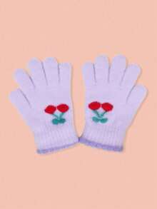 زوج/زوجان من قفازات محبوكة دافئة للأطفال، قفازات مخططة بنقشة القلب مع تشطيب مخمل، قفازات شتوية دافئة للبنات لحماية من البرد، مناسبة للارتداء اليومي، هدية مثالية لعيد الميلاد - متعدد الألوان - مشاهدة 12