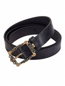 1pc/2pcs Women's Vintage Carved Waist Belt, Solid Color Retro Simple Versatile Ladies Belt, Suitable For Autumn, School