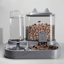 二合一猫喂食器和饮水器套装，干湿分离，耐用塑料，无需电池，易于清洁的宠物食品和饮水站，适用于多只宠物补水和健康喂养