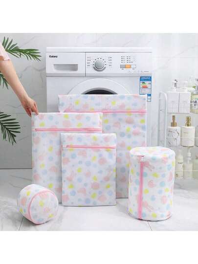 5 st. tvättpåsar för hushåll, extra stora nätpåsar för tvättmaskin, skyddar ömtåliga plagg och förhindrar deformation med tryckt design, hållbar genomskinlig organisatör för tvättstugan och resor, slät dragkedja, färgglatt kantmönster, perfekt för vårfestivalen och året runt, fräsch tvättvård, skyddar tunga tvättar, håller färgerna snygga, minskar ludd, enkel förvaring, återanvändbar, hållbar nätpåse, andningsbar, lätt och stark, passar de flesta tvättmaskiner, perfekt present till mammor