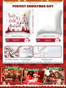 4pcs Velvet-Like Soft Christmas Santa Claus, Christmas Numbers, Reindeer, Snowman, Snowflake Decorative Pillow Covers, Hypoallergenic Polyester Material, Hidden Zipper, No Filling, Suitable For Home Decor, Living Room, Throw Pillow Cases, Cushion Covers, Sofa Decorative Pillows, Home Decor Pads
