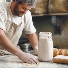 U Chef Juego de 6 Frascos Herméticos de Vidrio, Tarros Redondos de Cristal, Almacenamiento de Alimentos de 17 onzas, Frascos de Vidrio con Tapa con Sello de Preservación Transparente - 51 Onzas - Ver 3