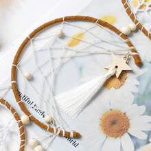 1 Piece Beige Dreamcatcher Ornament Handmade Cotton Thread Tassels Wooden Hanging Rod Feather Decor For Bedroom Wall Decoration Living Room Accent Home Party Decor Applicable To Christmas Halloween Thanksgiving Festival Gifts Christmas Gifts Thanksgiving Gifts Halloween Gifts Christmas Decorations Halloween Decorations Thanksgiving Decorations