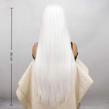 Parrucca sintetica bianca dritta con frangia per costumi di Ognissanti e cosplay di anime - lunga e dall'aspetto naturale