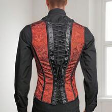 Men's Corset Vest Waist Trainer With Lace-Up Design For Formal Events - 紅圖 - 查看 4