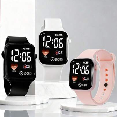 3-Pack Unisex Fashion Electronic Watches, Suitable For Business And Casual Wear, With Time, Calendar, And Stopwatch Functions, Ideal Gift For Christmas, Thanksgiving, Valentine's Day, Graduation, Holidays, And Birthdays