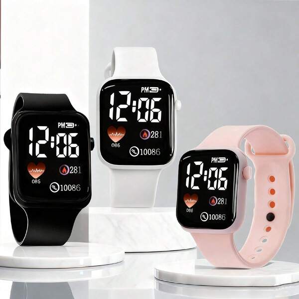 3-Pack Unisex Fashion Electronic Watches, Suitable For Business And Casual Wear, With Time, Calendar, And Stopwatch Functions, Ideal Gift For Christmas, Thanksgiving, Valentine's Day, Graduation, Holidays, And Birthdays