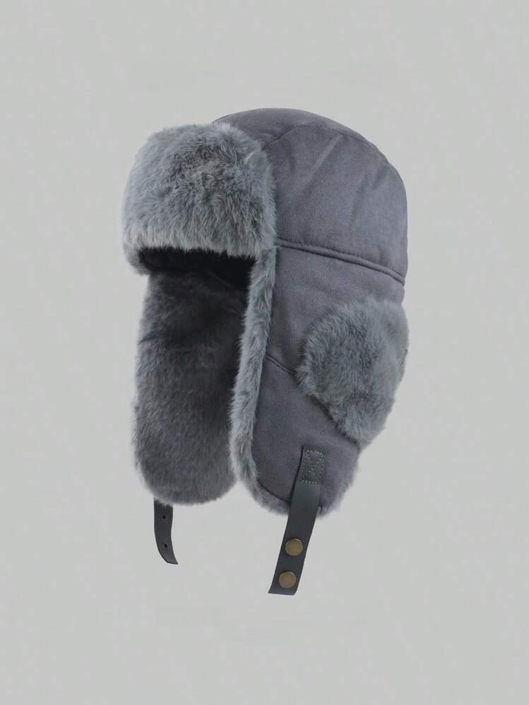 1 pieza Gorro de trampero de invierno para hombres de ante y forro polar, cálido y a prueba de viento para actividades al aire libre, con forro grueso - Multicolor - Añade 3