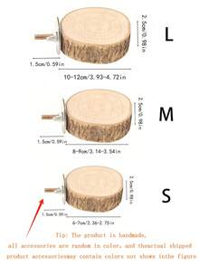1 件鹦鹉栖木，带天然木平台，多种尺寸可选（6-7 厘米、8-9 厘米、10-12 厘米），包括用于固定鸟类栖木的螺丝、鹦鹉玩具、鸟类用品、鸟笼配件（由于批次差异，颜色略有不同）