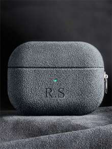 [Customized] Personalized Luxury Laser-Engraved Name DIY Custom Suede Earphone Case, Compatible With Pro 1 2 3 4 Pro 2 Pro 3 Couple Earphone Case, With Keychain.