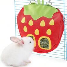 Rabbit Hay Feeder Bag For Cage Guinea Pig Timothy Hay Dispenser Storage Manger Hanging Large Less Waste For Bunny,21020073 - Mustard Yellow - View 1