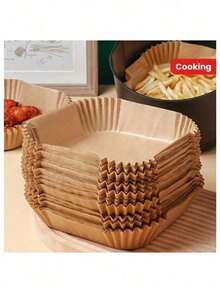Disposable Air Fryer Paper Liners: 9 In Large Square Non Stick Parchment, Air Fryer Basket Liner For 8Qt - 12Qt Airfryer - Square Brown - View 10