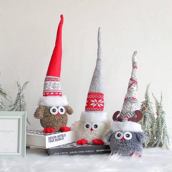 Port Love Pointed Hat Owl Desktop Decor, Creative Elf Figurine, Holiday Window Display, Halloween & Christmas Gift Ornament