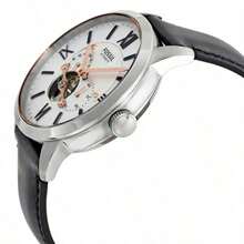 Reloj de hombre Fossil Townsman con esfera blanca y correa de cuero negro - Negro - Ver 3